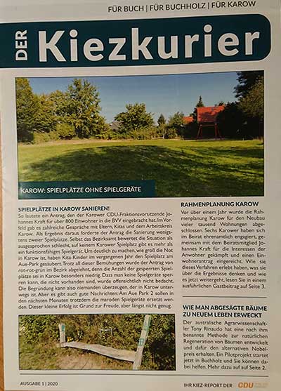 Artikel Kiezkurier CDU Pankow Ausgabe 01/2020